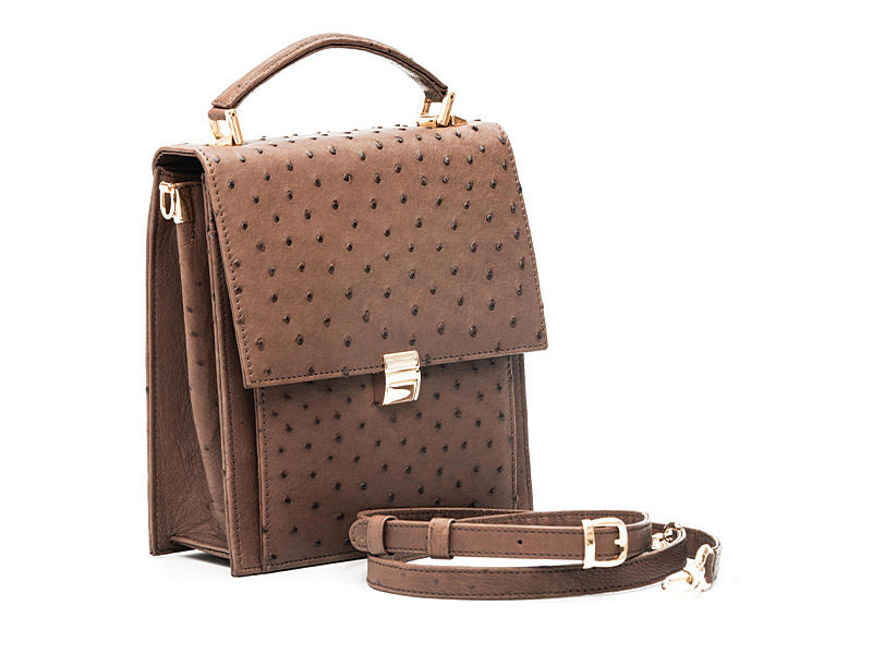 Elma Medium Ostrich Leather Hand bag