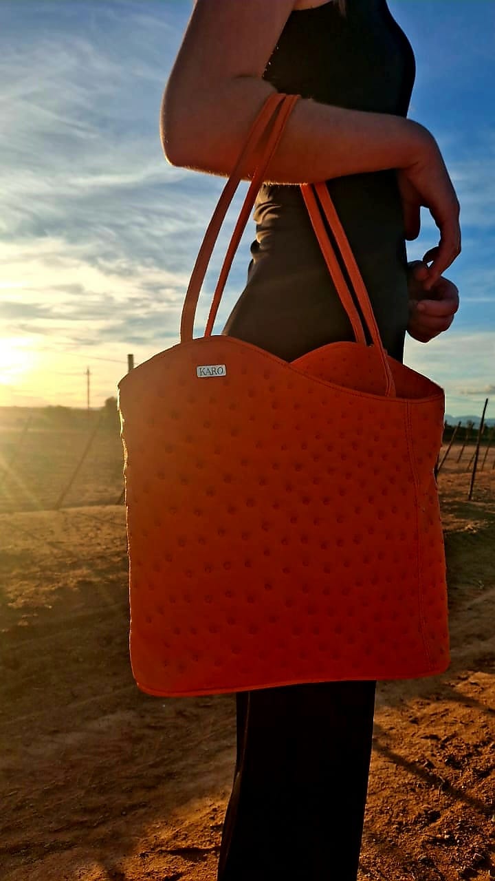 Karo Ostrich Leather handbag red Karo Ostrich Leather Handbags